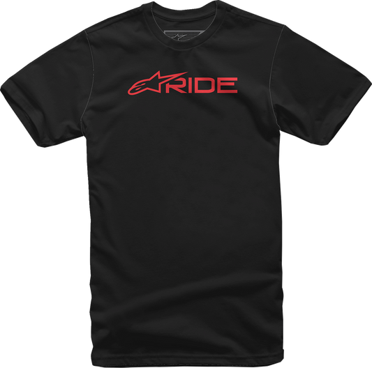 Alpinestars Ride 3.0 black and red T-shirt in 2XL, featuring bold branding and casual fit, displayed flat with front view.