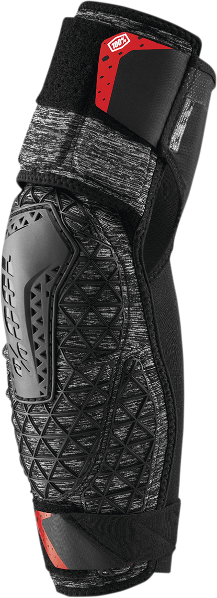 Gray and black 100% Surpass Elbow Guards in small size, designed for protection and comfort by Bill's Exhausts.