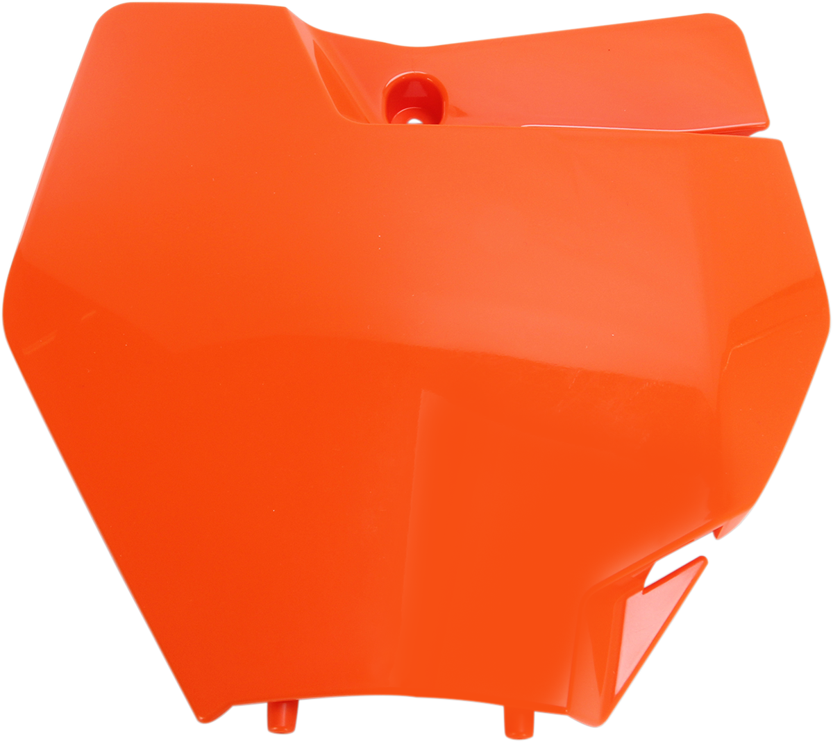 Orange ACERBIS front number plate for motorcycle, body part with bold design, suitable for racing or street use.