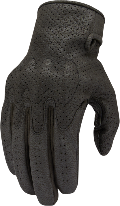 Black ICON Airform™ gloves in 2XL size by Bill's Exhausts, shown with textured fabric and adjustable wrist strap.