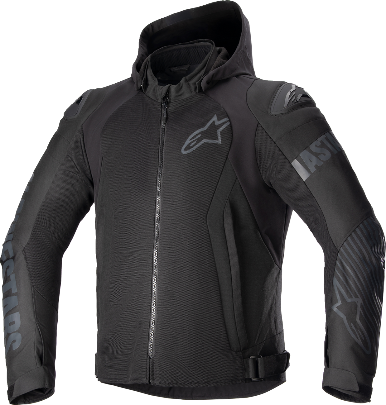 Alpinestars Zaca Air Jacket in black, 4XL size, featuring lightweight design and breathable mesh panels for motorcycle riding comfort.