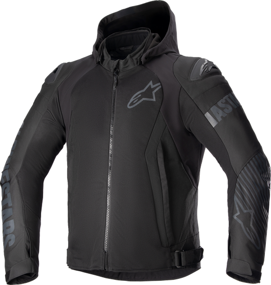 Black Alpinestars Zaca Air Jacket in large size, featuring lightweight design and breathable material for motorcycle riding comfort.