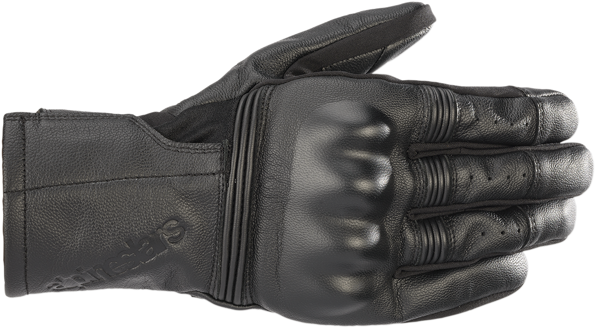 Black Alpinestars Gareth Leather Gloves in 3XL size, shown with textured leather and secure wrist closure.