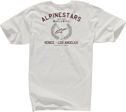 Bill's Exhausts Alpinestars Wreath T-Shirt in natural color, medium size, featuring a stylish wreath design on the front.