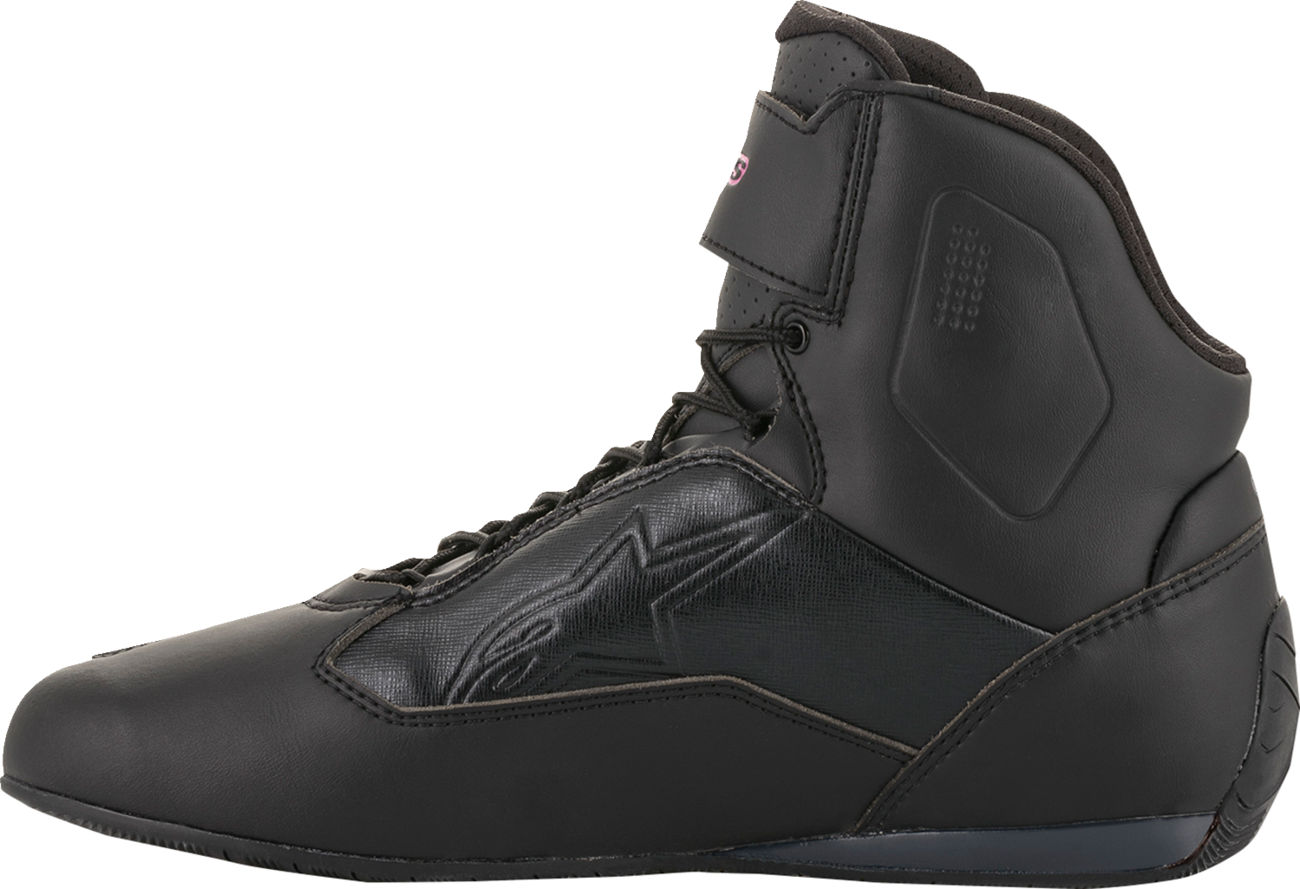 Black and pink Bill's Exhausts ALPINESTARS Stella Faster-3 shoes in US size 6, featuring sporty design and durable construction.