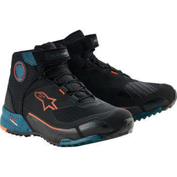 Alpinestars Crx DS black, petrol, and orange shoes in size 10.5, featuring sporty design and durable materials.