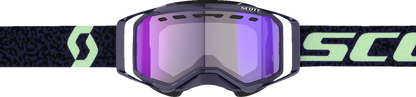 Scott Prospect Snow Cross Goggle with dark purple and mint frame, light-sensitive blue chrome lens, designed for winter sports.