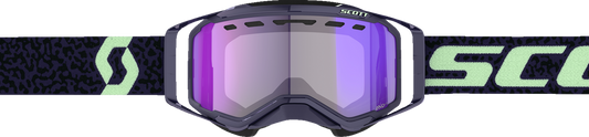 Scott Prospect Snow Cross Goggle with dark purple and mint frame, light-sensitive blue chrome lens, designed for winter sports.