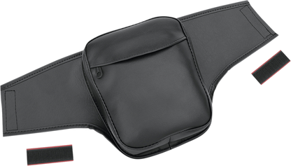 Bill's Exhausts SHOW CHROME Gas Tank Storage Pouch for Ryker H40-402BK engine, black, mounted on motorcycle fuel tank.