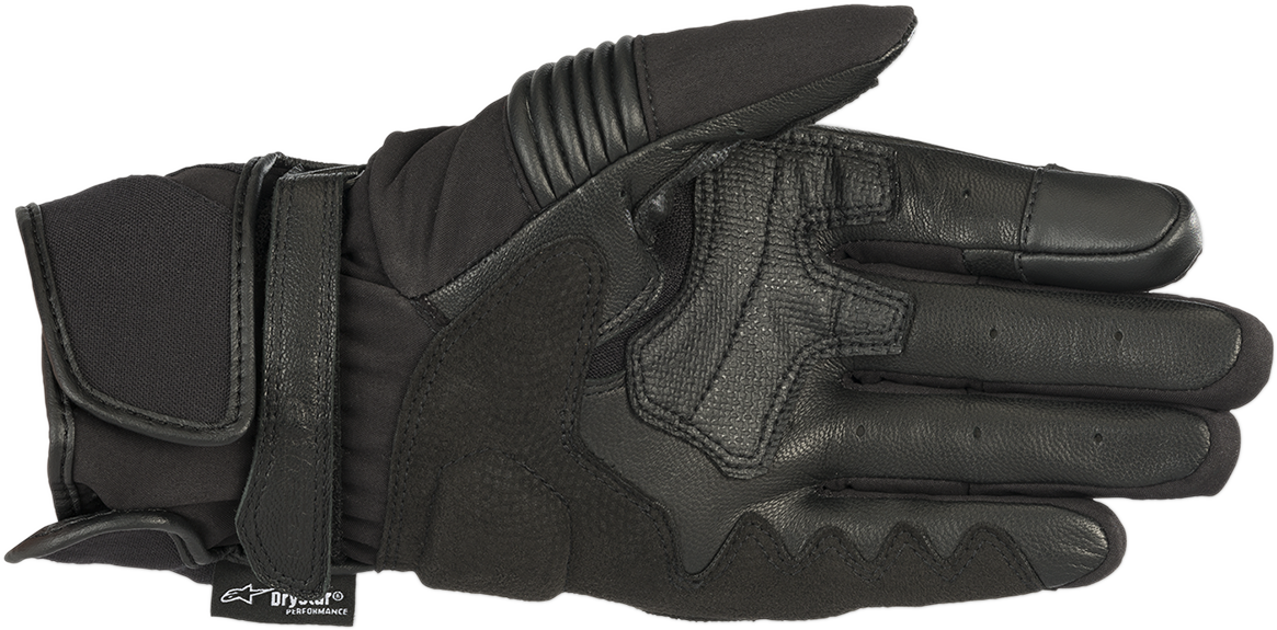 Alpinestars T-SP W Drystar® gloves in black, XL size, featuring textured leather and reinforced palms for motorcycle riding.