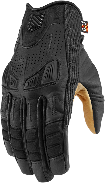 Black ICON AXYS™ gloves in 3XL size, featuring durable material and detailed stitching, designed for comfortable fit and protection.