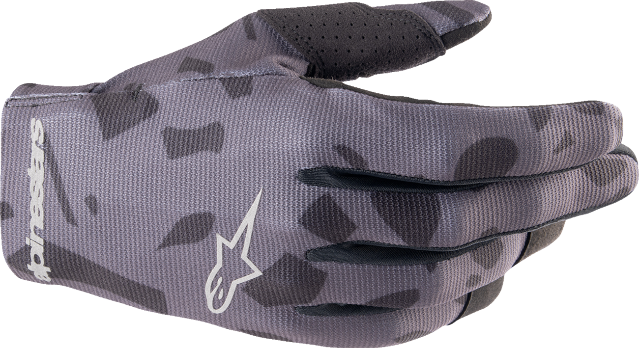 Bill's Exhausts Alpinstars Radar Silver gloves in small size, showing the sleek design and textured material for motorcycle riding.