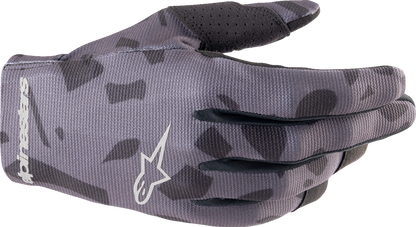 Alpinestars Radar Silver motorcycle gloves in large size, featuring protective design and sleek silver color.