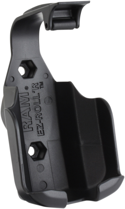 RAM MOUNTS Garmin eTrex device cradle attached to engine, designed for secure GPS device mounting.