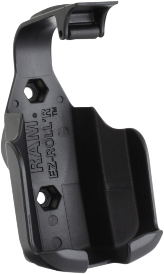 RAM MOUNTS Garmin eTrex device cradle attached to engine, designed for secure GPS device mounting.