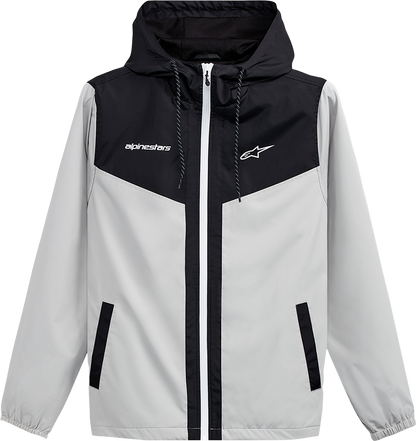 Alpinestars Plex jacket in black and silver, large size, featuring sleek design and protective material, suitable for motorcycle riding.