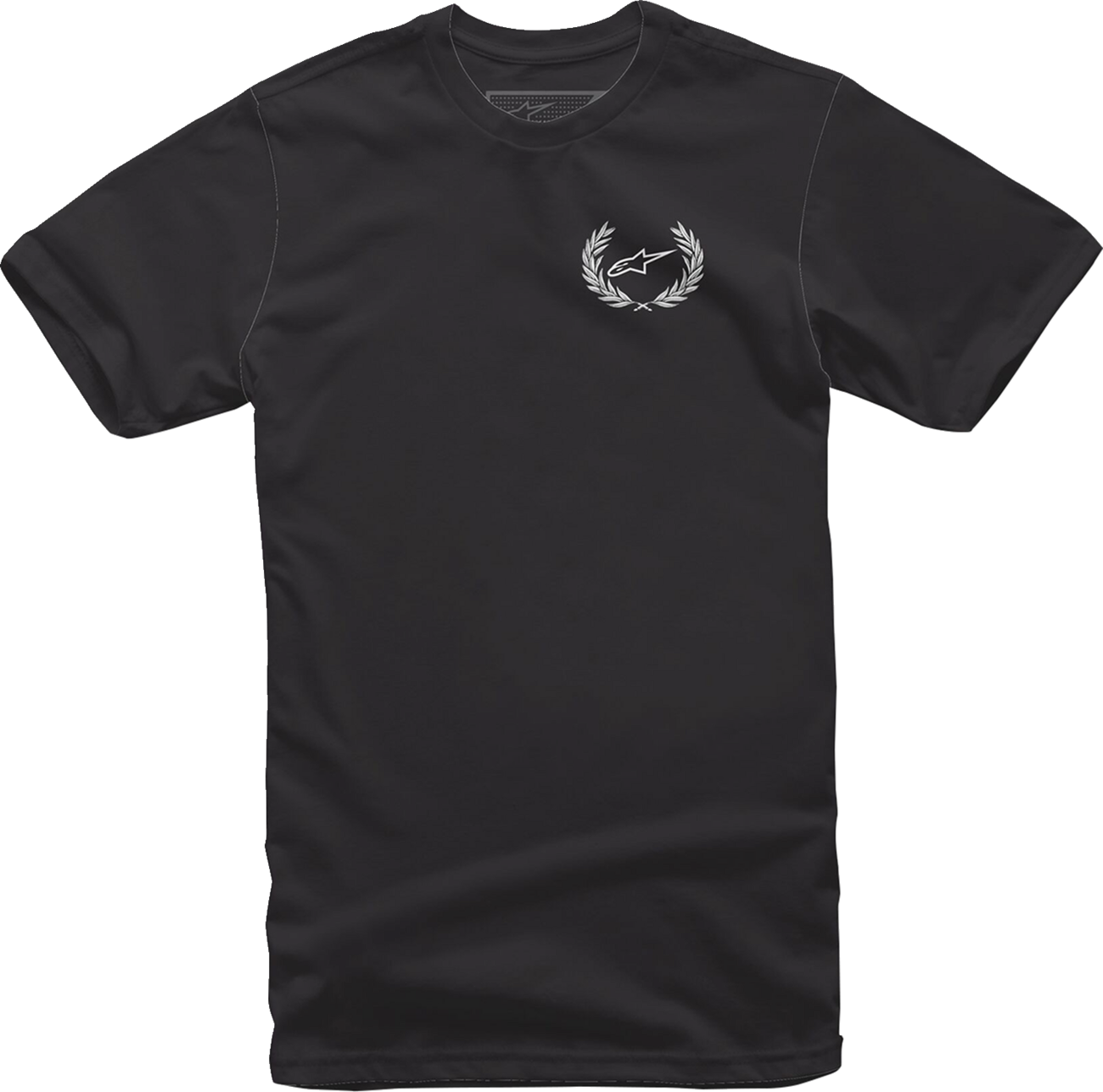 Black Alpinstars Wreath T-Shirt in large size with graphic design, casual style, from Bill's Exhausts.
