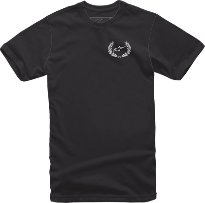 Black Alpinstars Wreath T-Shirt in large size with graphic design, casual style, from Bill's Exhausts.