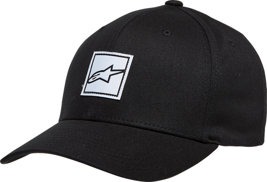 Black ALPINESTARS Meddle Hat in Large/XL size, featuring a stylish design and embroidered logo, ideal for casual wear.