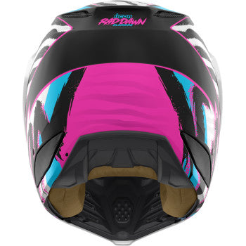 White ICON Elsinore™ helmet Rad Dawn style in XL size, featuring a sleek design with a secure strap and ventilation openings.
