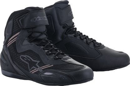 Alpinestars Faster-3 Rideknit® black and gray riding shoes with sporty design and lacing, size US 7, from Bill's Exhausts.