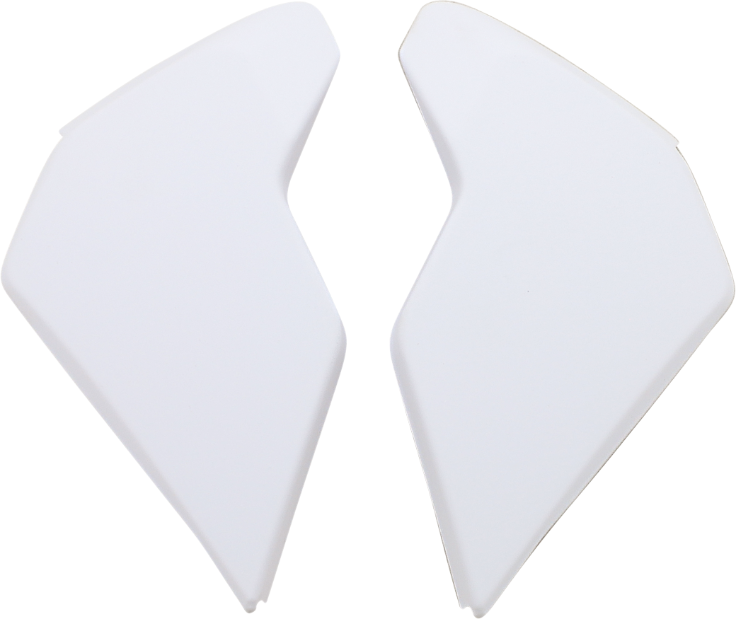 Rubatone white ICON Airflite™ side plates for helmets, featuring Bill's Exhausts branding and durable helmet parts.