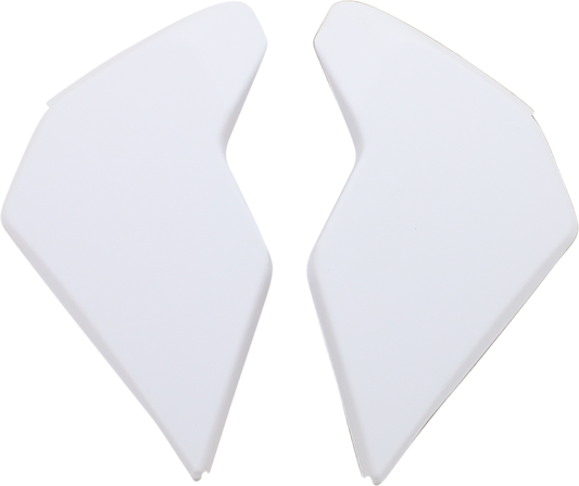 Rubatone white ICON Airflite™ side plates for helmets, designed for Bill's Exhausts motorcycle helmet parts, shown on a white background.