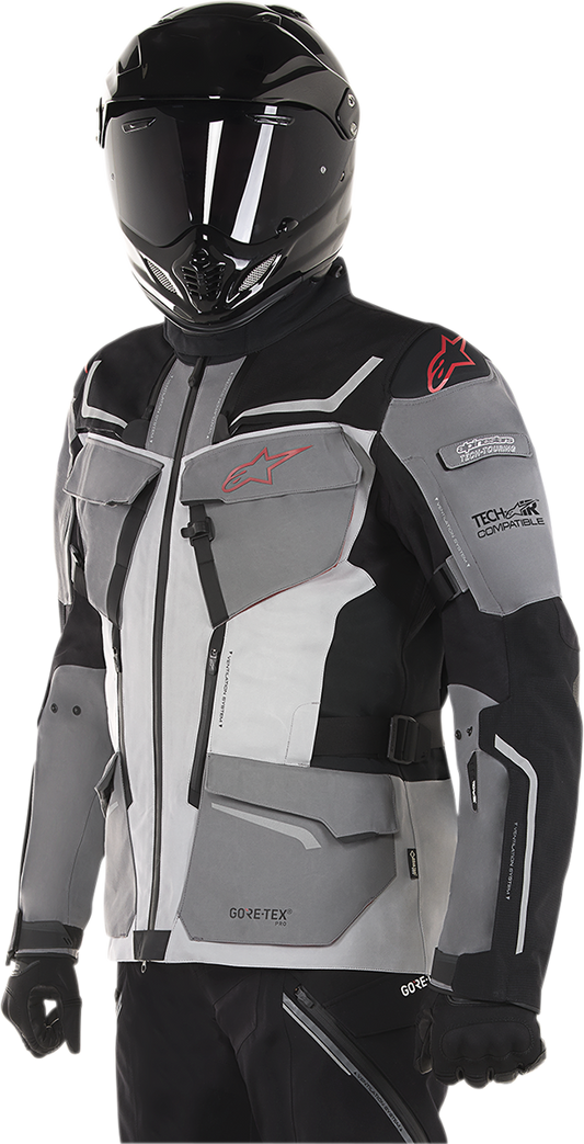 Alpinestars Revenant jacket in black, gray, and red, size large, featuring a sporty design and durable fabric.