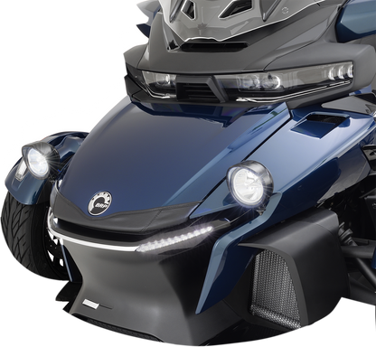 Bill's Exhausts SHOW CHROME Can-Am driving light kit in black, engine-mounted lights with sleek design and durable finish.