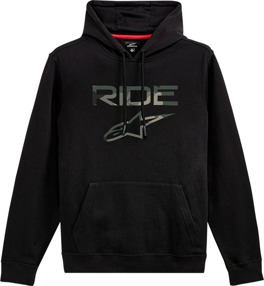 Alpinestars Ride 2.0 Camo Hoodie in black, size XL, featuring a camo design and front kangaroo pocket.