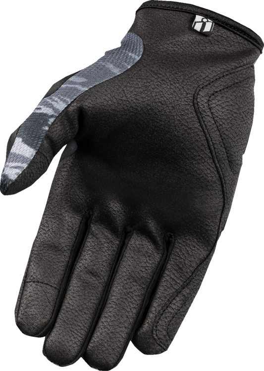 Gray ICON Hooligan Tiger's Blood Gloves by Bill's Exhausts in 3XL size, showing the textured fabric and stylish design.