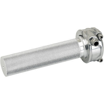 Polished BILTWELL Whiskey throttle grip with single cable, designed for motorcycles, featuring a sleek, polished finish.