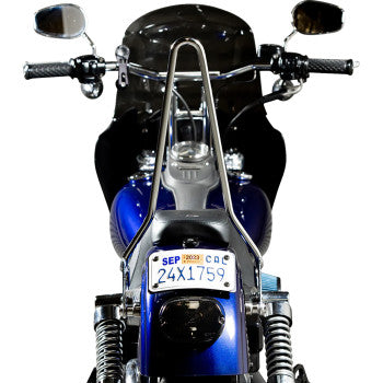 Chrome BILTWELL EXFIL Sissy Bar for FXD motorcycle, featuring a sturdy metal construction and sleek design.