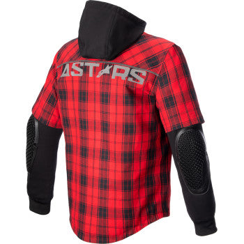 Alpinestars MO.ST.EQ Tartan Jacket in red and black, size 4XL, featuring a stylish design and durable material.