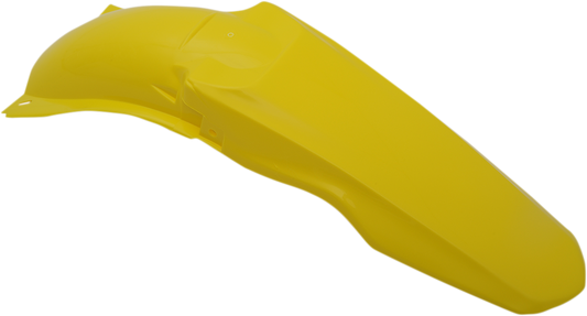 Yellow Acerbis rear fender for motocross bikes, featuring durable plastic body and sleek design for off-road riding.