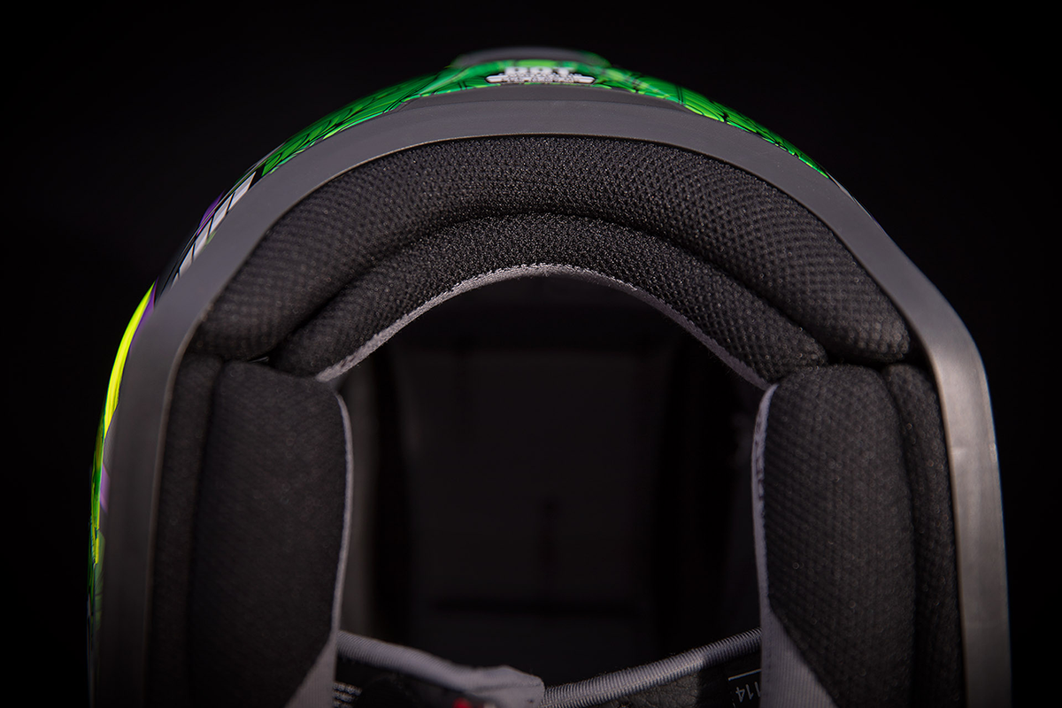 Bill's Exhausts ICON Airform™ Helmet Ritemind Glow™ in green, 2XL size, featuring a sleek helmet design with glow accents.