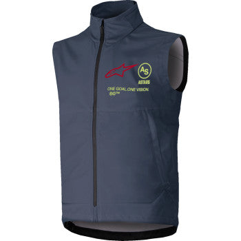 Gray Alpinestars Techstar softshell vest in large size, displaying a sleek, lightweight vest with zippered front and high collar.