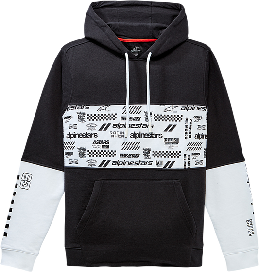 Black Alpinestars Chaos hoodie in 2XL, featuring front logo and casual fit, made by Bill's Exhausts.