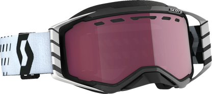 Scott Prospect snow goggles with black and white frame, rose-tinted lenses, designed for snow sports, by Bill's Exhausts.