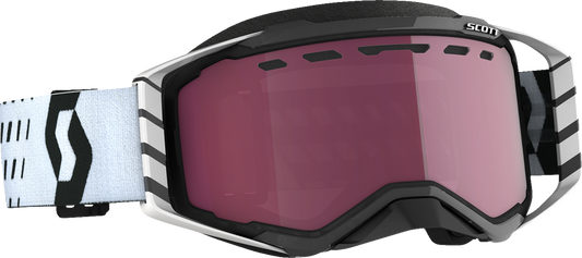 Scott Prospect snow goggles with black and white frame, rose-tinted lenses, designed for snow sports, by Bill's Exhausts.