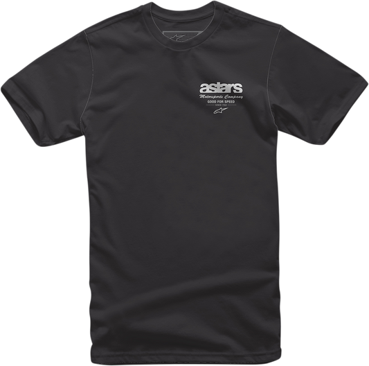 Black Bill's Exhausts ALPINESTARS Sign Up T-Shirt in medium size, featuring the ALPINESTARS logo on the front.