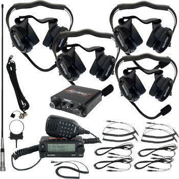 Bill's Exhausts NAVATLAS 4-Seat Intercom/Radio and Headset Kit in black, showing the compact intercom unit and headsets.
