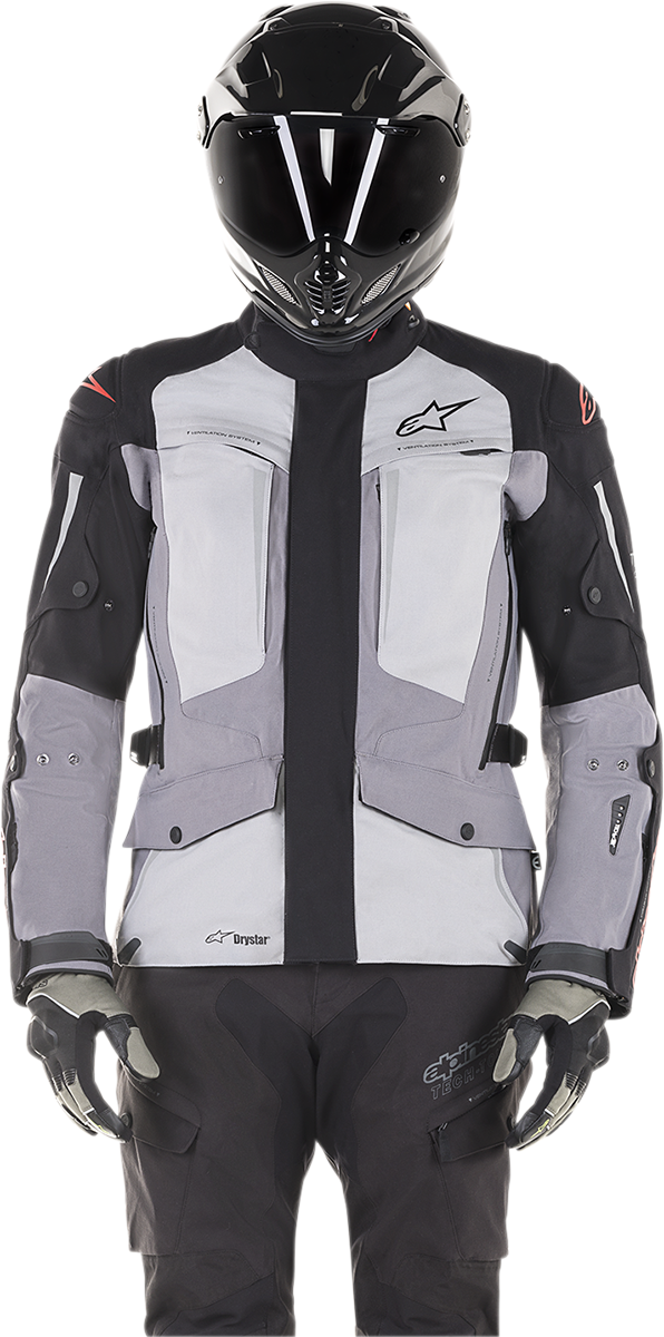 Alpinestars Yaguara Drystar jacket in black and gray, small size, with visible zippers and protective design features.