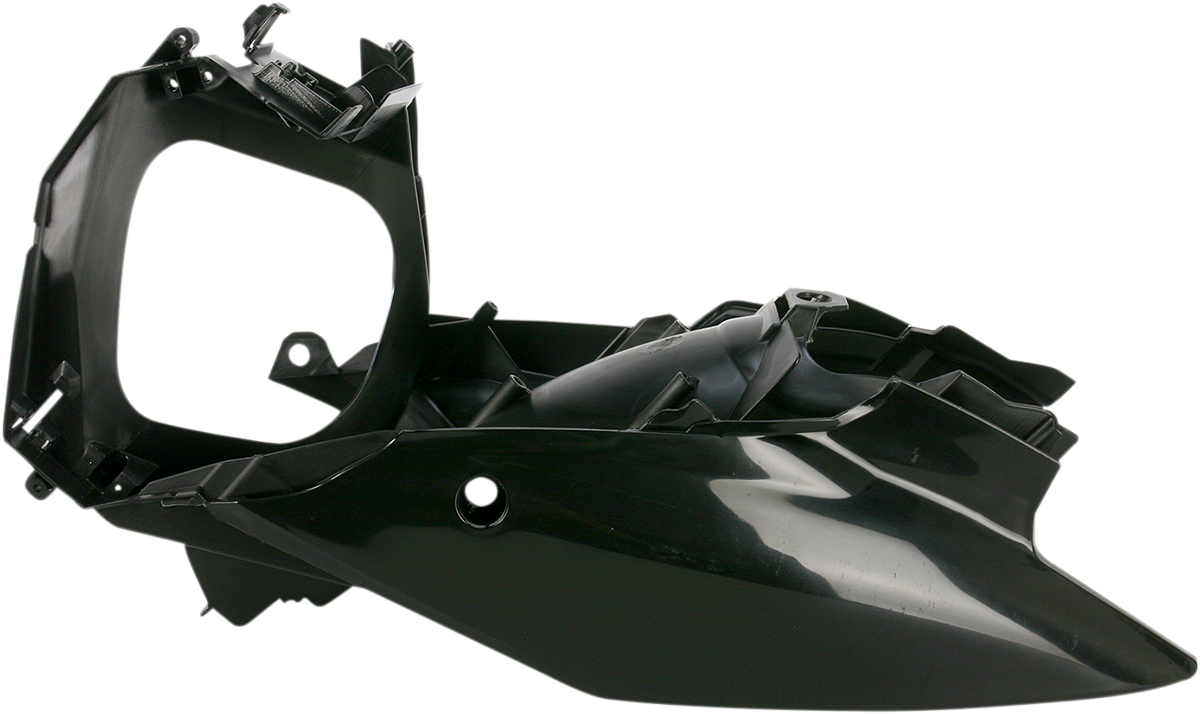 Black Acerbis side panels for motorcycle body, designed for fit and style, with visible mounting points and a sleek finish.