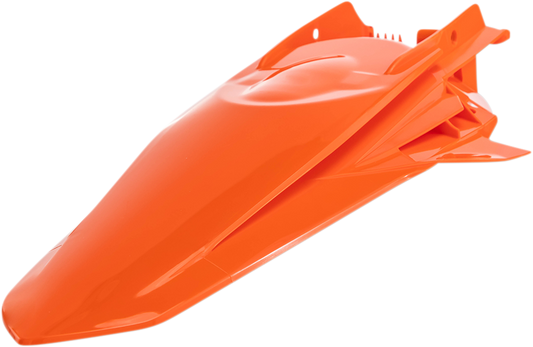 Orange Acerbis rear fender for motorcycle, with body design and mounting points, branded by Bill's Exhausts.