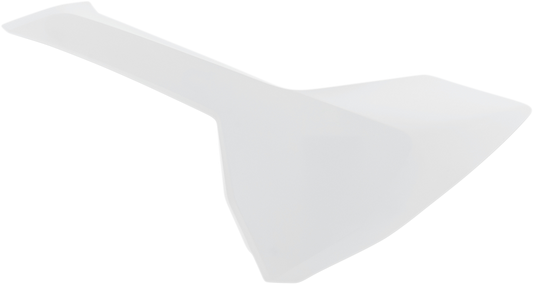 Acerbis white side panels for motorcycle body, featuring sleek design and mounting points, displayed on a plain background.