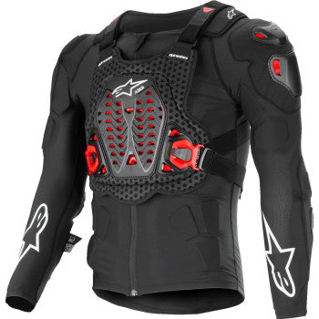Alpinestars Bionic XTR Plasma protective chest jacket in black, red, and white, size 2XL, featuring armored panels and adjustable straps.