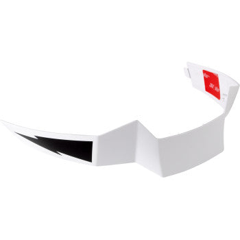 White ICON Airflite™ rear spoiler for helmets, compatible with ReDoodle design, shown attached to a helmet in the image.