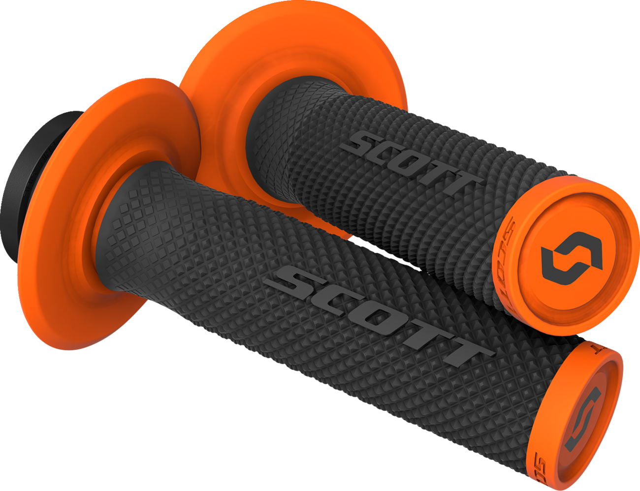 Scott SX II Lock-On bike grips in black and orange, designed for a secure drive on BMX or mountain bikes.