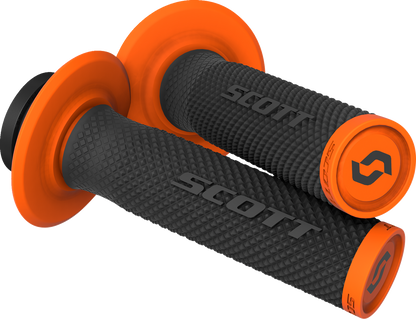 Scott SX II Lock-On bike grips in black and orange, designed for a secure drive on BMX or mountain bikes.